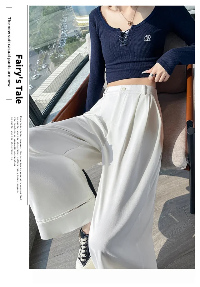 2025 Fall Women's Washable Cotton Hollow Wide - leg Pants Detail