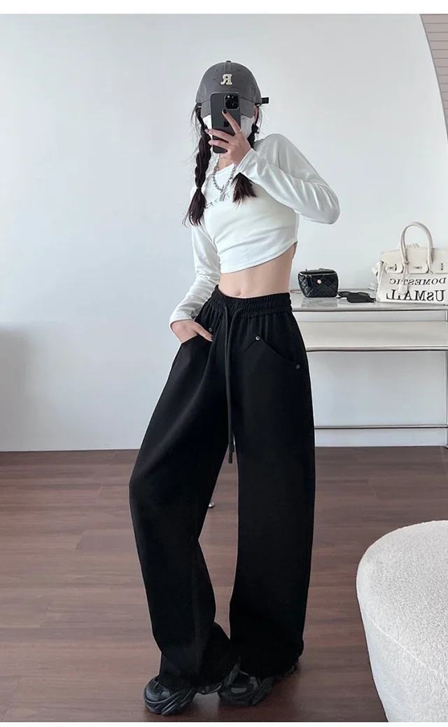 2025 New Fall Banana Pants for Petite Women - Cream High - Waist Wide - Leg Detail