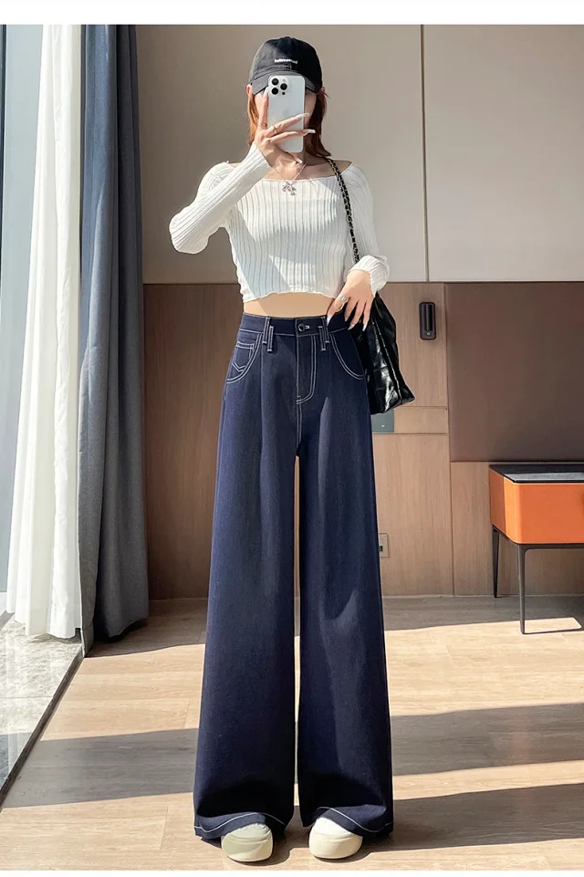Women's Soft Denim Wide-Leg Pants Detail
