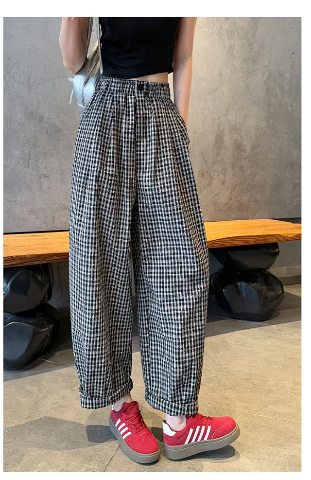 Premium Bubble Checkered Pants for Women Detail