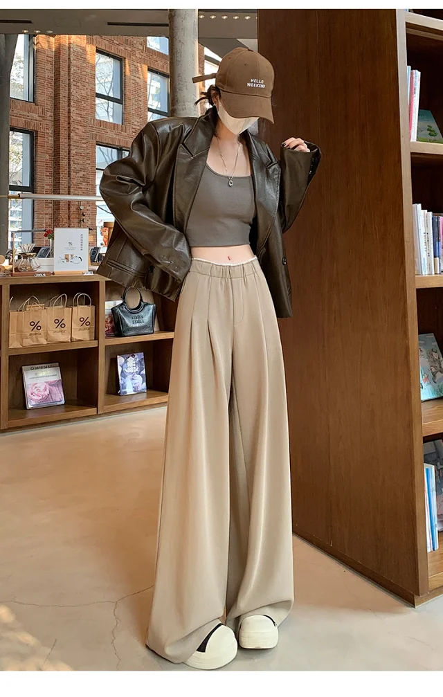 Navy Wide-Leg Pants for Women Detail