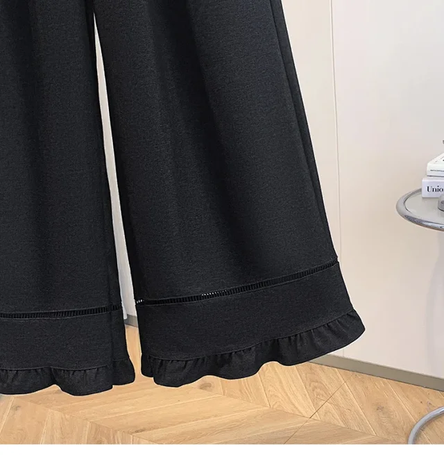 2025 Early Fall Korean Ruffled Wide-Leg Pants Detail