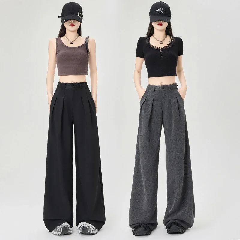 Women's Lace Trim High-Waist Wide-Leg Pants