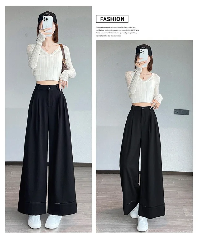 2025 Fall Women's Washable Cotton Hollow Wide - leg Pants Detail