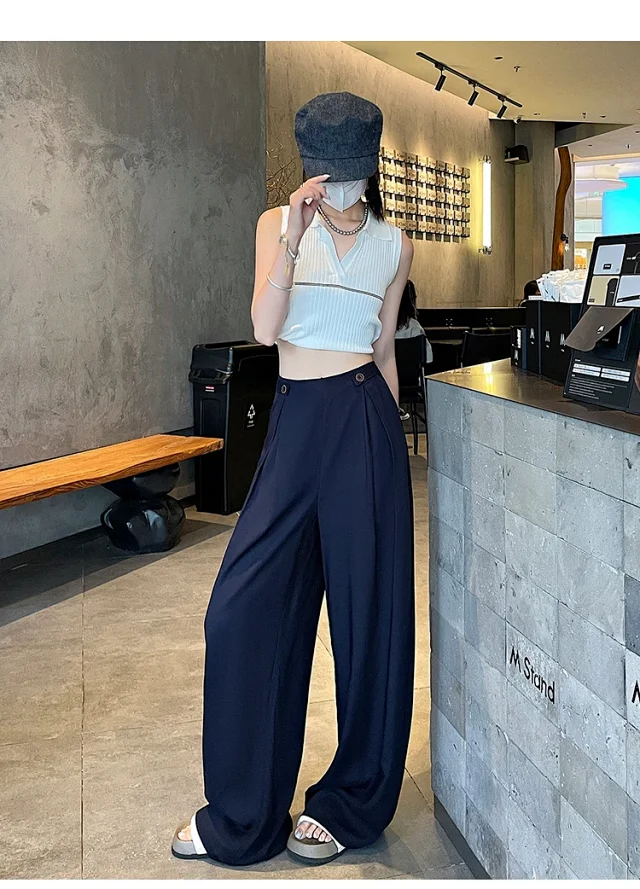 Summer Thin Tencel White Pants Detail