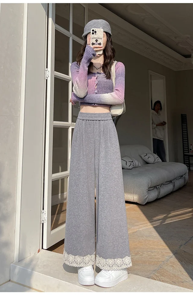 Autumn New Lace Wide-Leg Pants for Women Detail