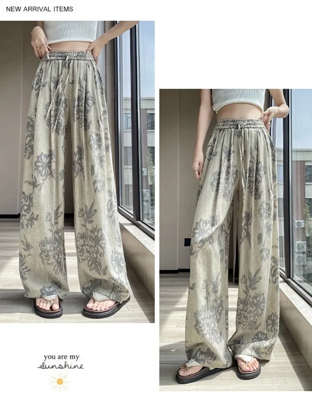 French Retro Linen Wide-leg Pants Detail