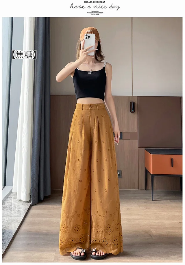 Women's Lace Hollow Wide-Leg Pants 2025 Summer New Detail