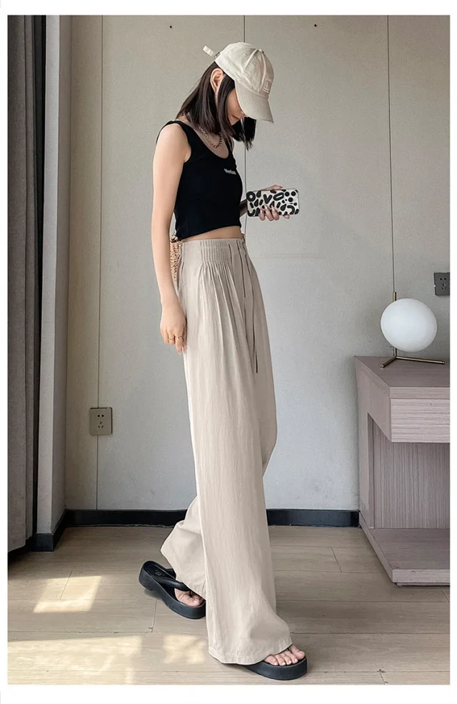 Summer New Tencel Linen Wide-Leg Pants Detail