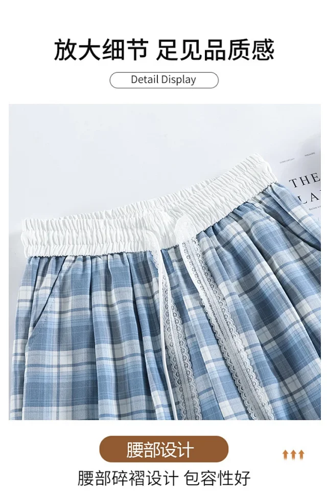 2025 Summer Ice Silk Checkered Pants for Women Detail