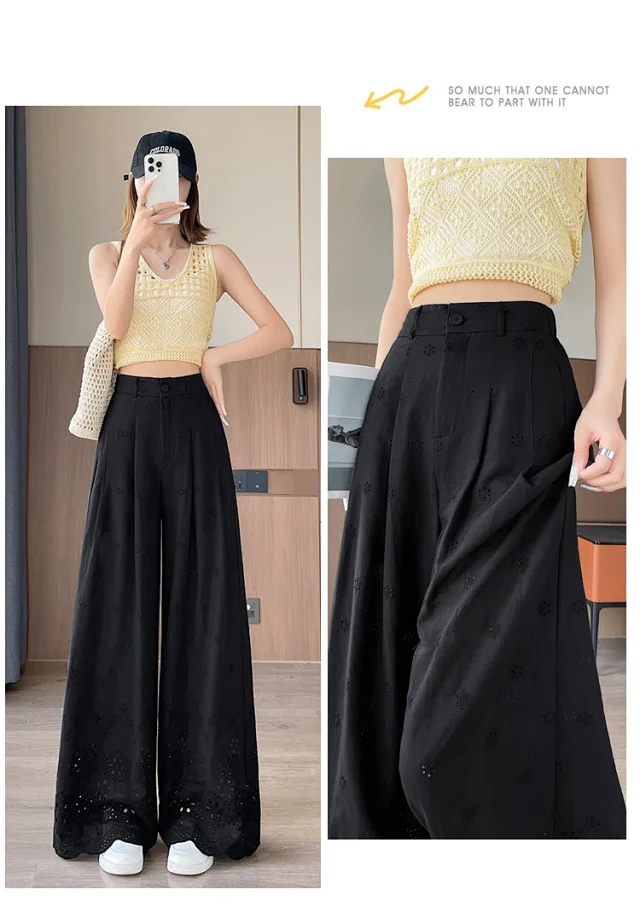 Women's Lace Hollow Wide-Leg Pants 2025 Summer New Detail