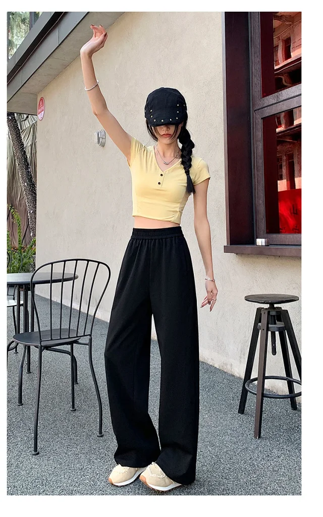 2025 Women's Slim Fit High - Waist Wide - Leg Pants Detail