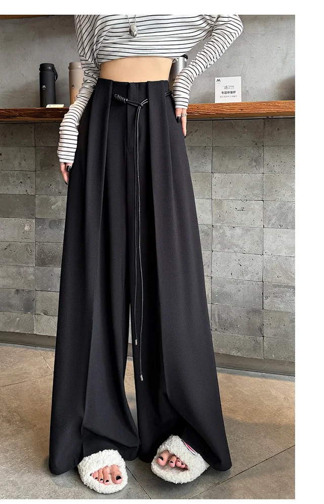 2025 Fall New Arrival: High-Waisted Wide-Leg Trousers for Women Detail