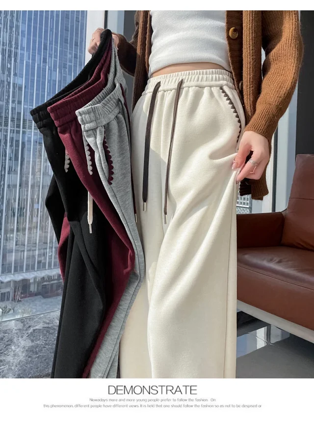 2025 Fall/Winter Women's Glutinous Rice Cashmere Wide-Leg Pants Detail