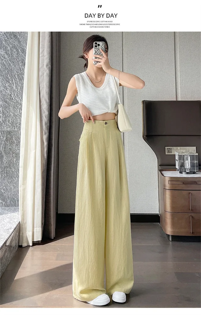 Women's Tencel Linen Wide - leg Pants 2025 New Detail