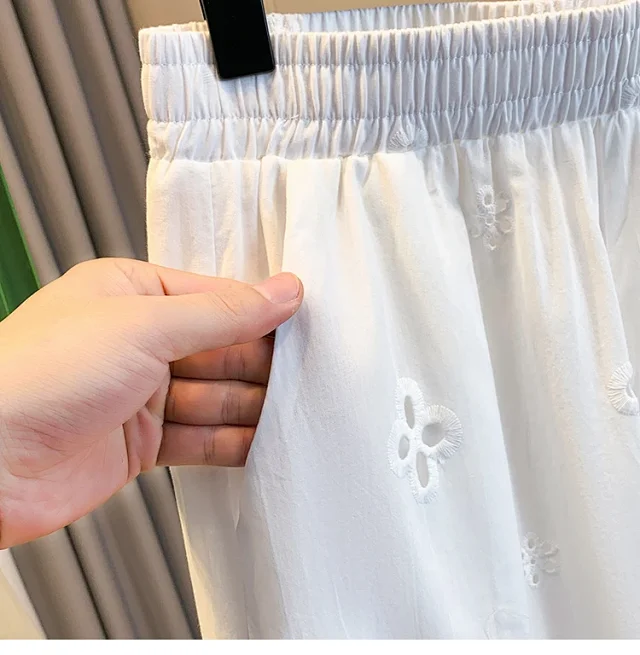 Korean Loose Wide-Leg Pants with Lace Detail