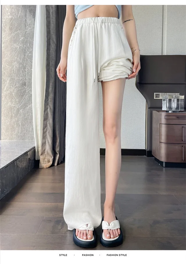 Women's Tencel Linen Wide-leg Pants Detail
