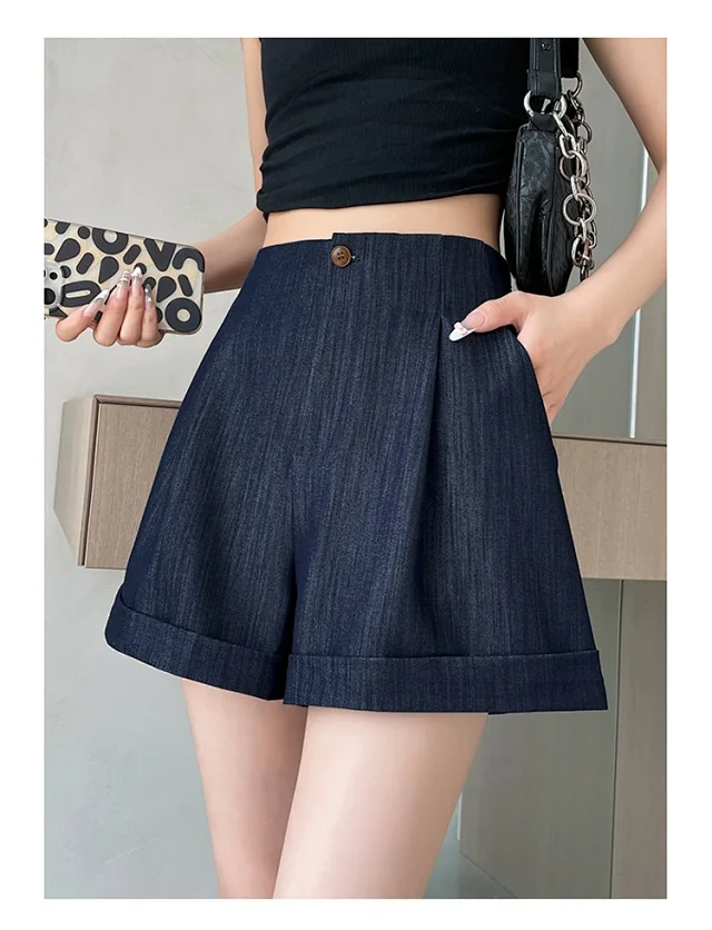 Summer New Women's Soft Tencel Denim Shorts Detail