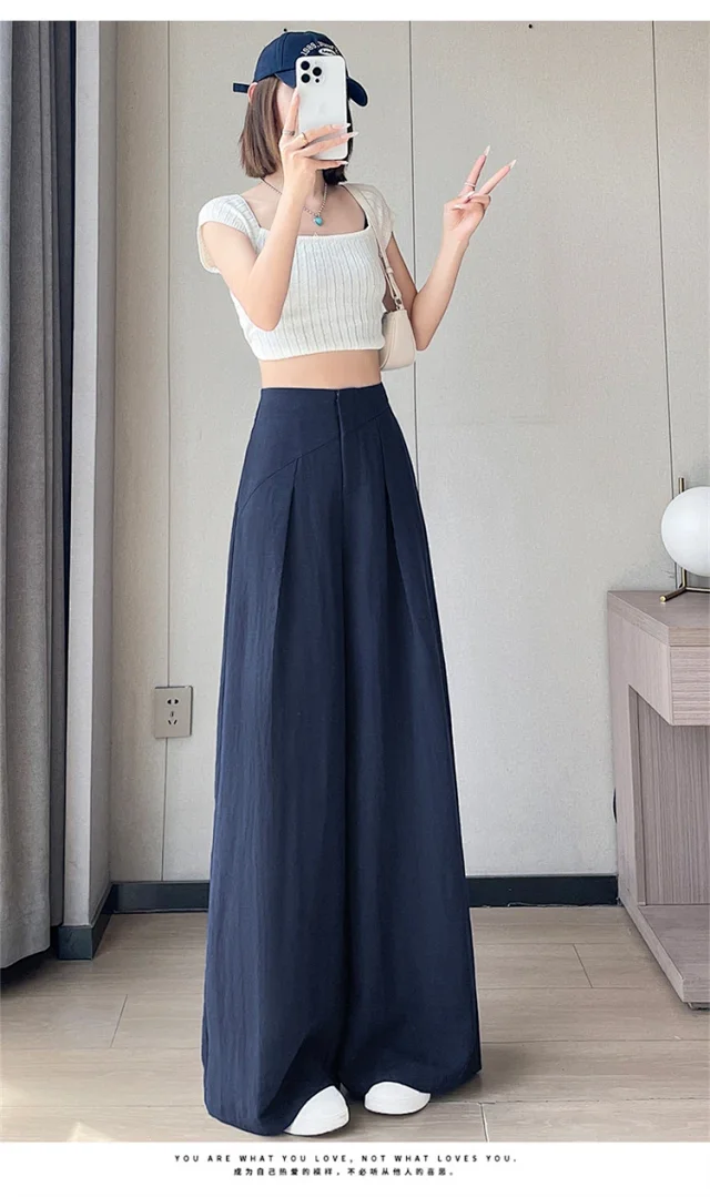 2025 Summer Women's Lenzing Tencel Linen Wide-leg Pants Detail