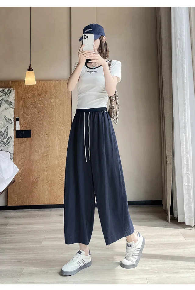 Tencel Linen Capris for Women Detail