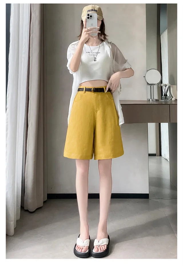 Linen Shorts for Women Detail