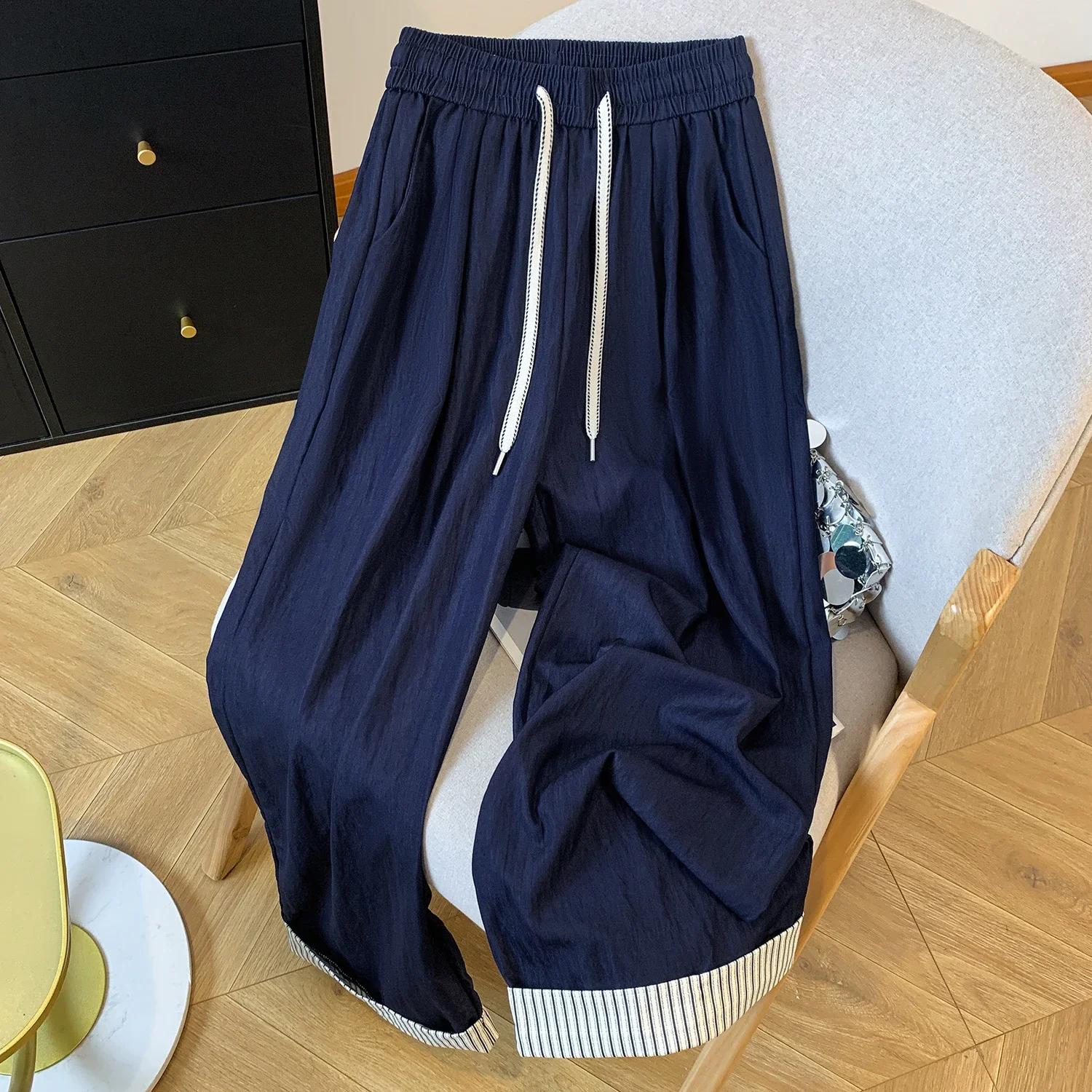 2025 Summer Ice Silk Wide-leg Pants for Petite Women