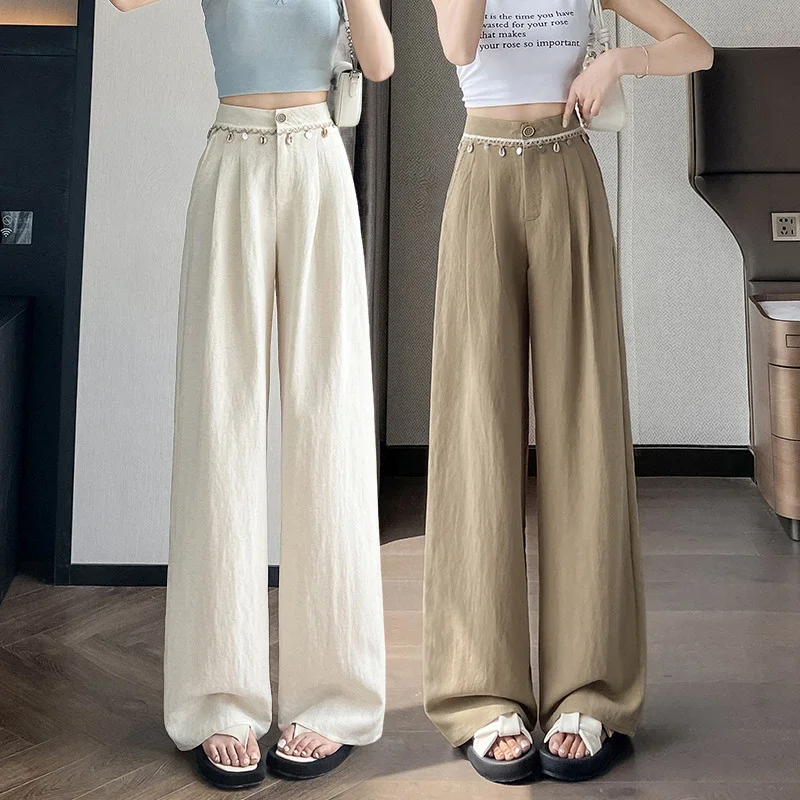 Summer Women's Tencel Linen Wide-Leg Pants