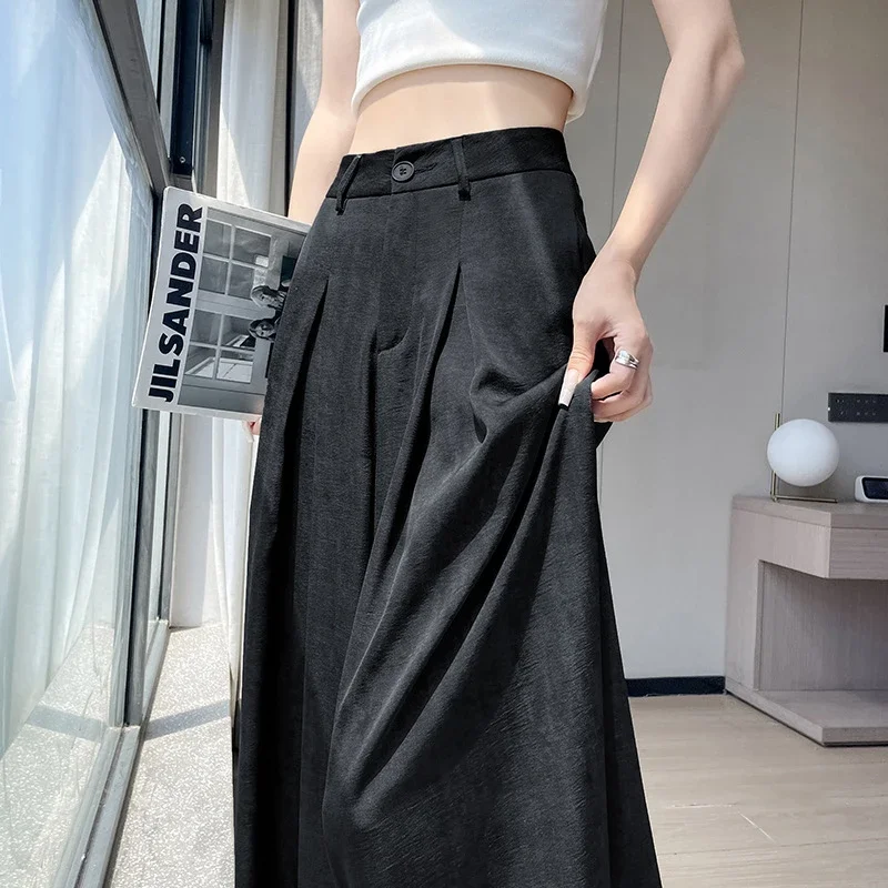 Ice Silk Acetate Tie-Dye Wide-Leg Pants for Women