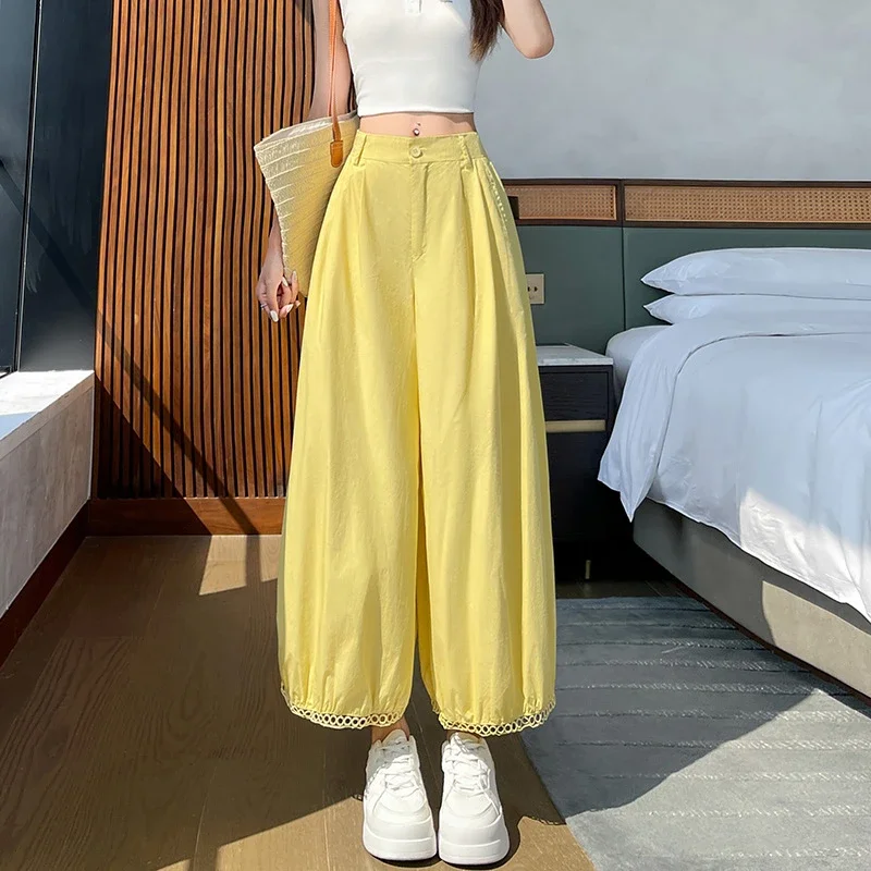 Ice Silk Lace Lantern Pants