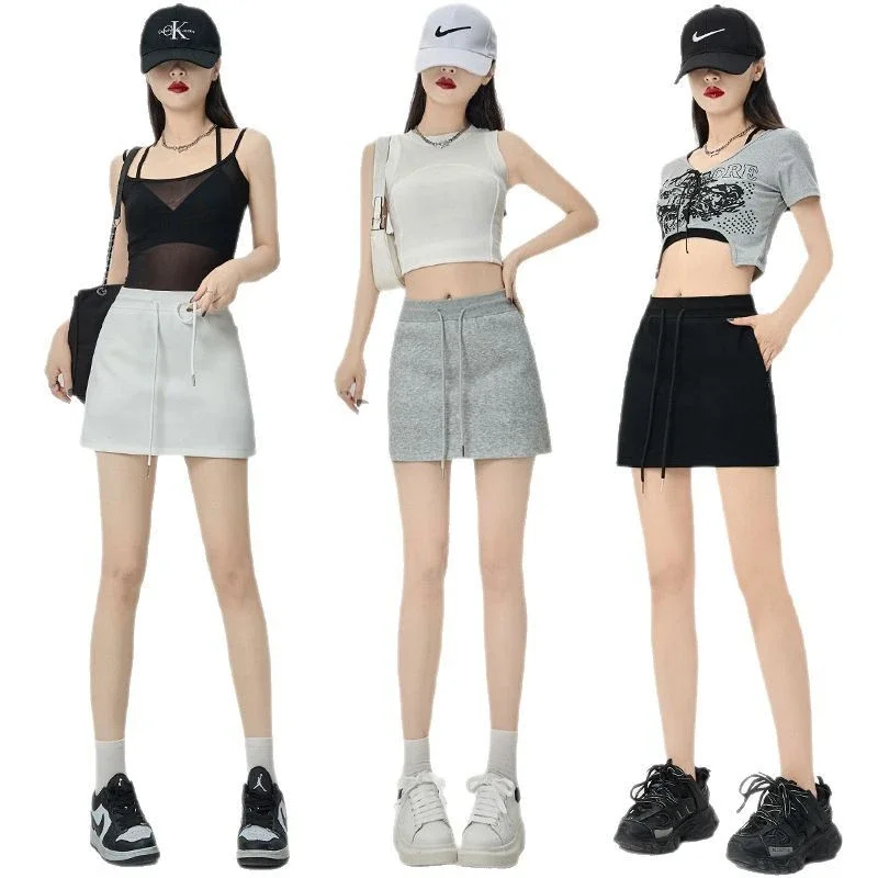 2025 Grey High - Waist A - Line Skirt for Women