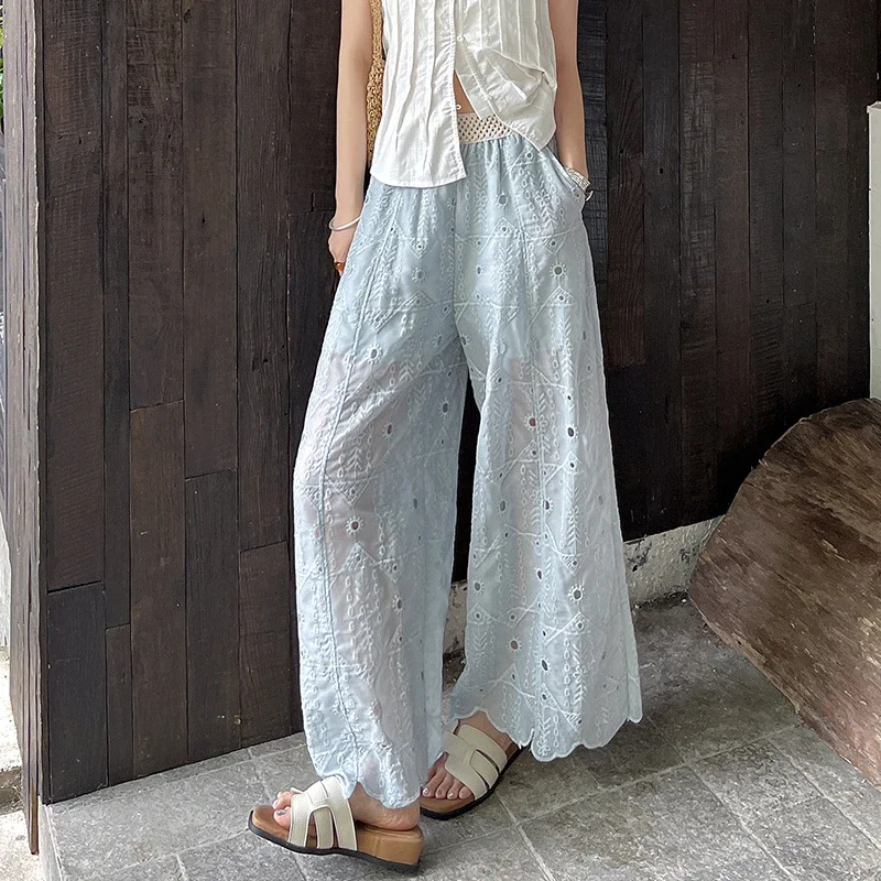 Women's Summer Thin High - End Lace Cropped Pants