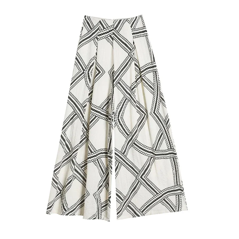 Vintage Qian-style Ice Silk Linen Wide-leg Pants