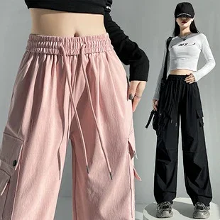 Women's Wide-Leg Cargo Pants 2025 Fall Detail