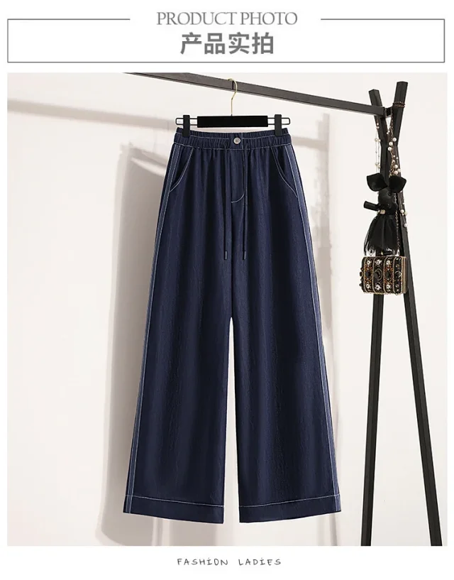 High-waisted Denim Wide Leg Pants Detail