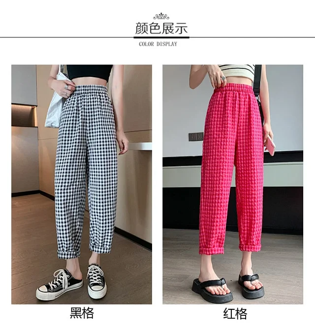 Cotton-Linen Plaid Pants Detail