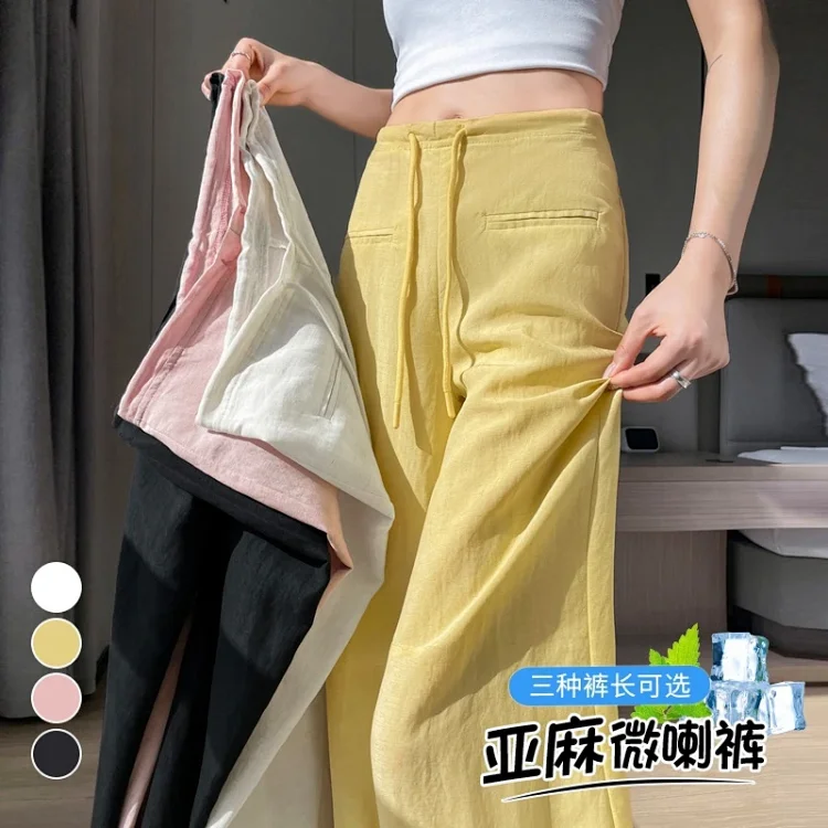 Lyocell Linen Straight Leg Pants for Women 2025 Summer
