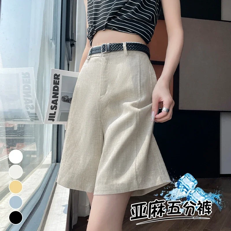 Japanese Retro Linen Suit Shorts for Women