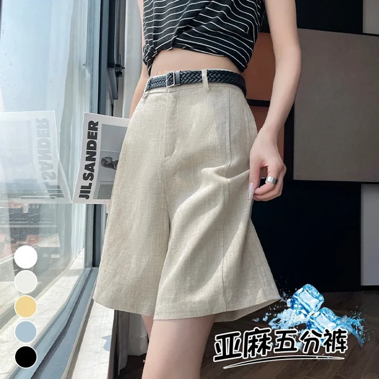 Japanese Retro Linen Suit Shorts for Women