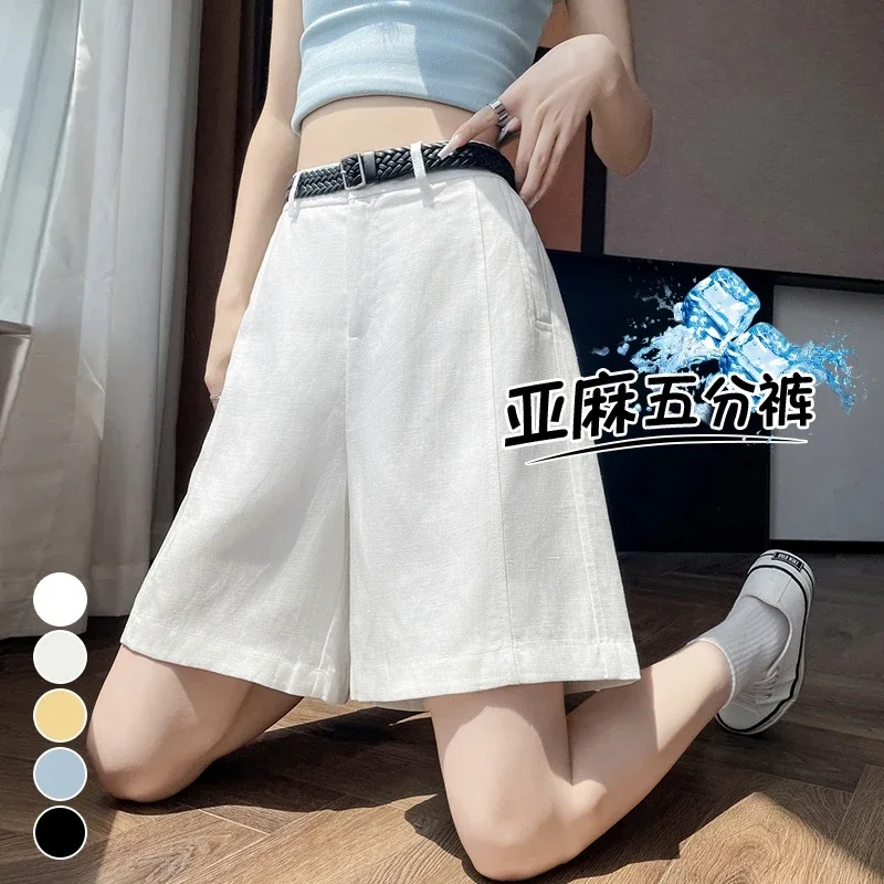 Japanese Retro Linen Suit Shorts for Women