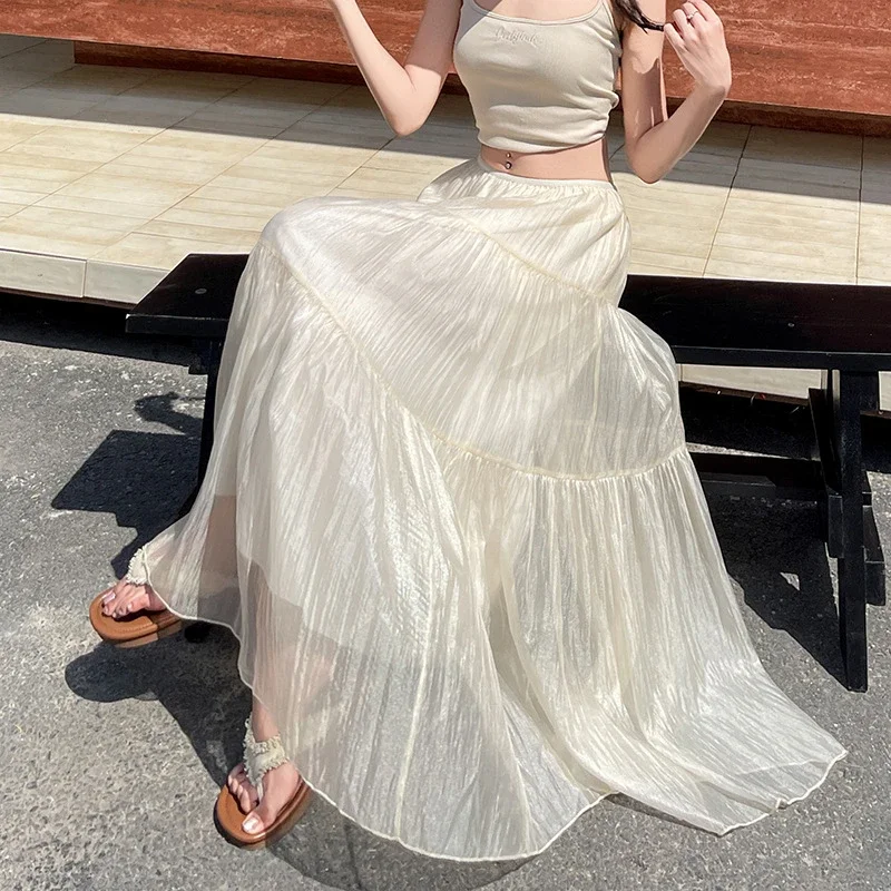 2025 Summer High-Waist A-Line Cake Skirt for Women