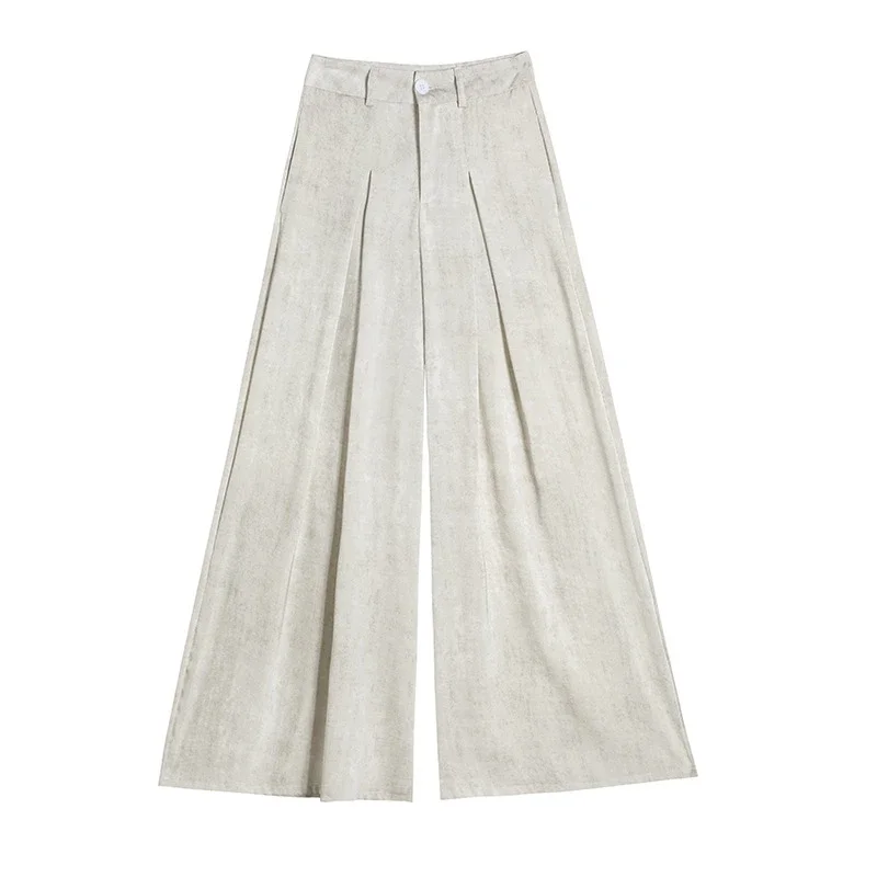 Ice Silk Acetate Tie-Dye Wide-Leg Pants for Women
