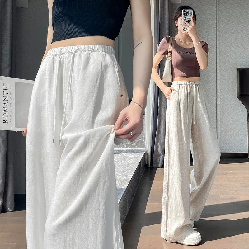 Linen Wide - Leg Pants for Women 2025 Summer