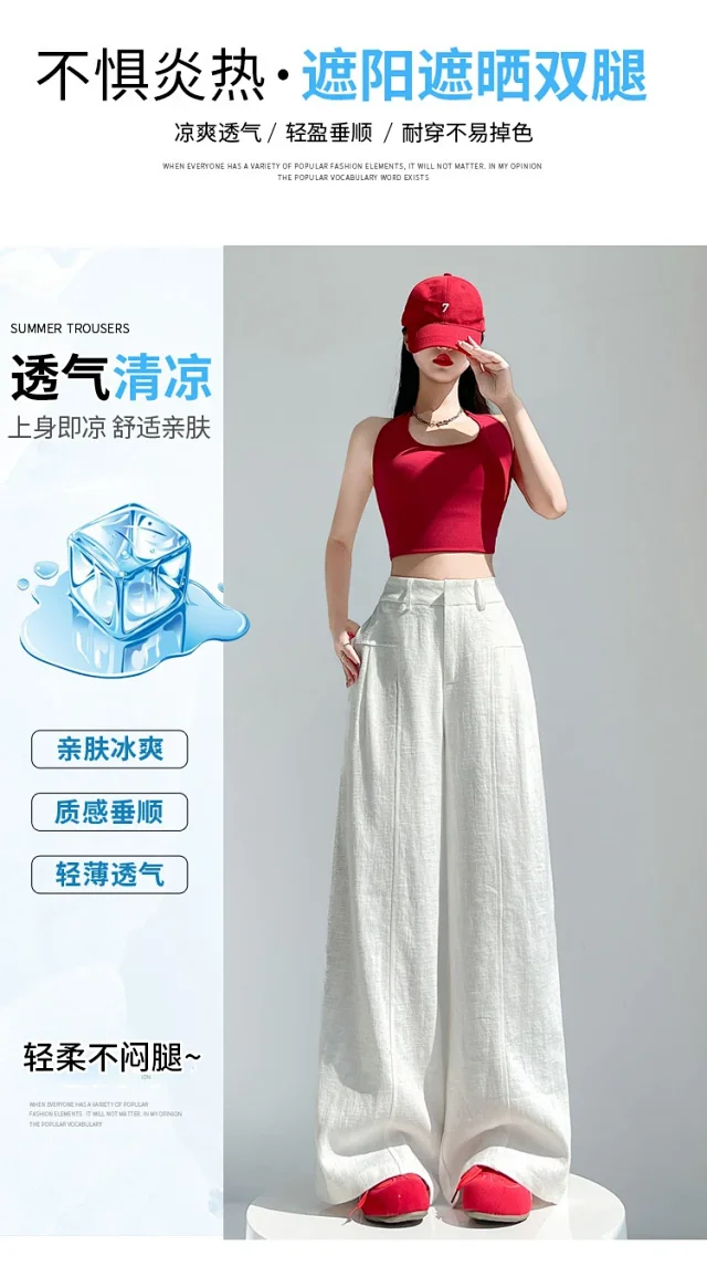 Linen Wide - Leg Pants for Women 2025 Detail