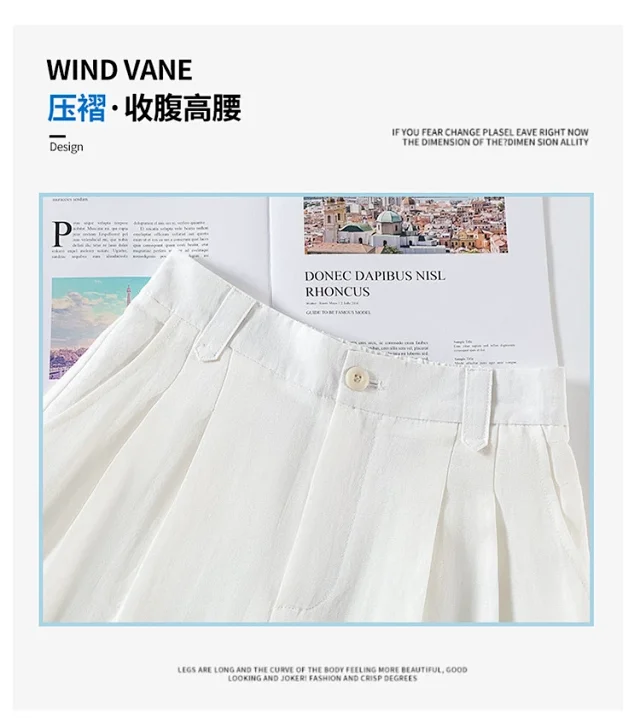 2025 Summer Korean Wide-leg Suit Pants for Women Detail