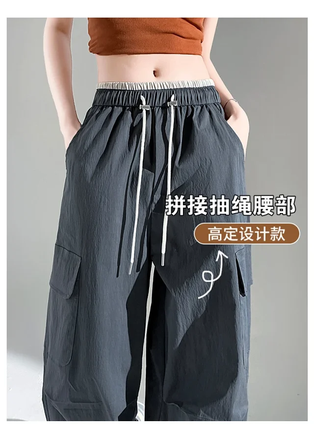 Women's 2025 Summer Thin High-waist Cargo Pants Detail