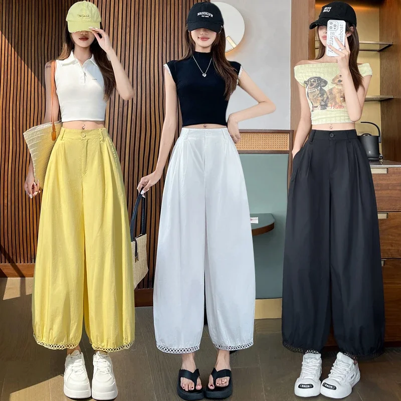 Ice Silk Lace Lantern Pants