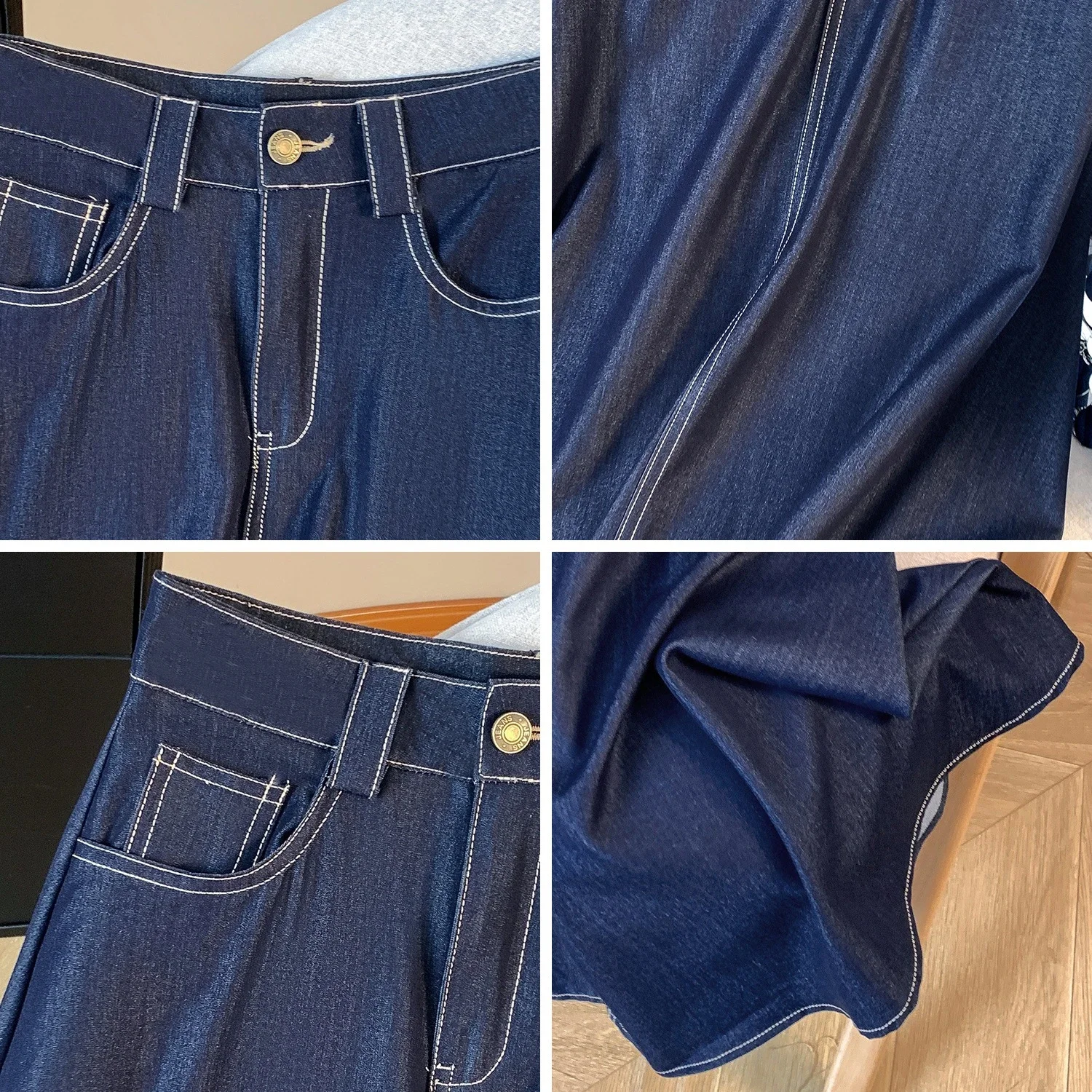 Denim Blue 2025 Tencel Denim Midi A-Line Skirt