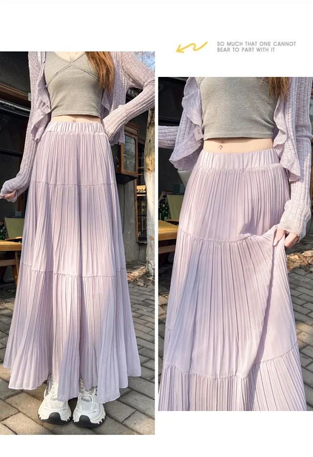 Purple Pleated Midi Skirt 2025 Spring/Summer Detail