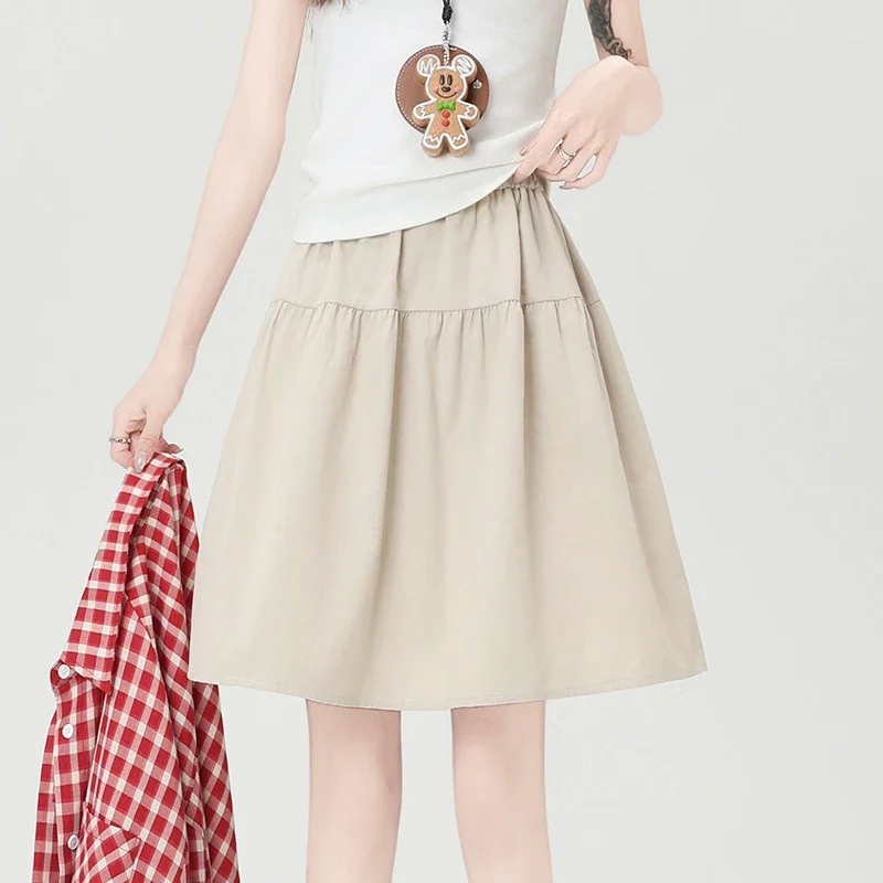 Navy High-Waist A-Line Skirt
