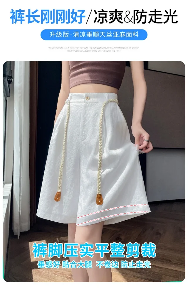 Lyocell Linen Shorts for Women Detail